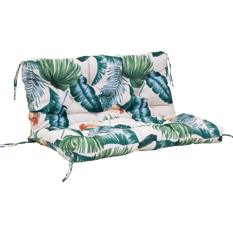 Outdoor Swing Bench Cushion with Backrest and Tie Straps