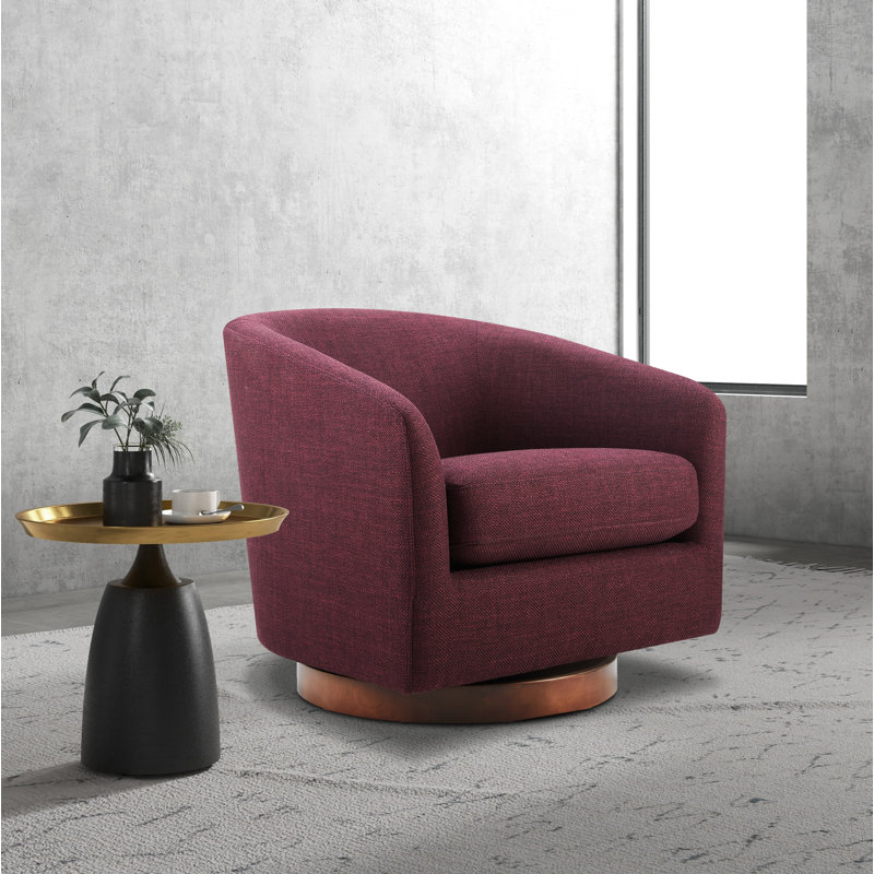 Fauteuil demi-tonneau pivotant Bennett, Luna merlot texturé
