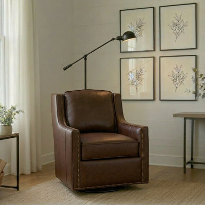 James Genuine Leather Swivel Chair