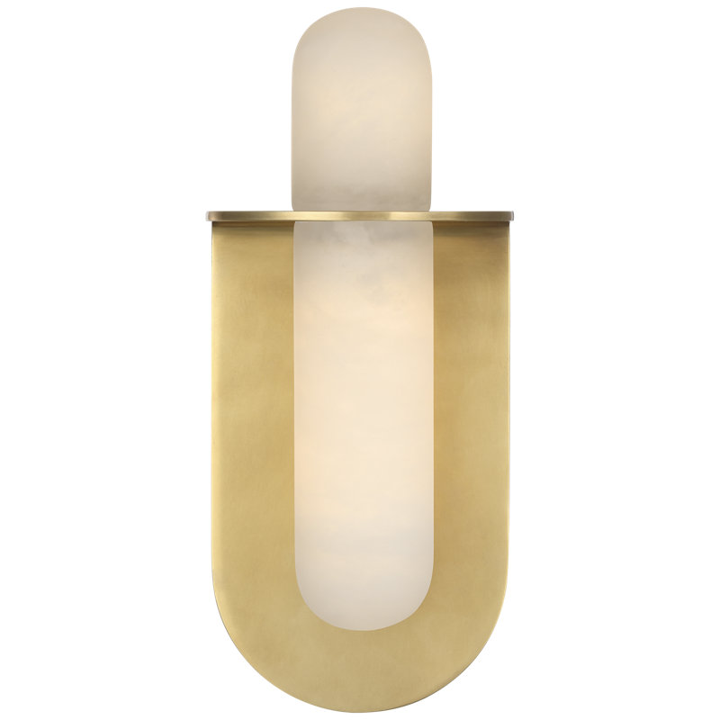 Kelly Wearstler Fosse 11" Invertable Offset Oval Sconce, 10.5" H x 4.5" W x 4" D, 800 W, Antique-Burnished Brass