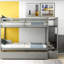 Lit superposé avec lit simple au-dessus de double / double et rangement - Rails gris