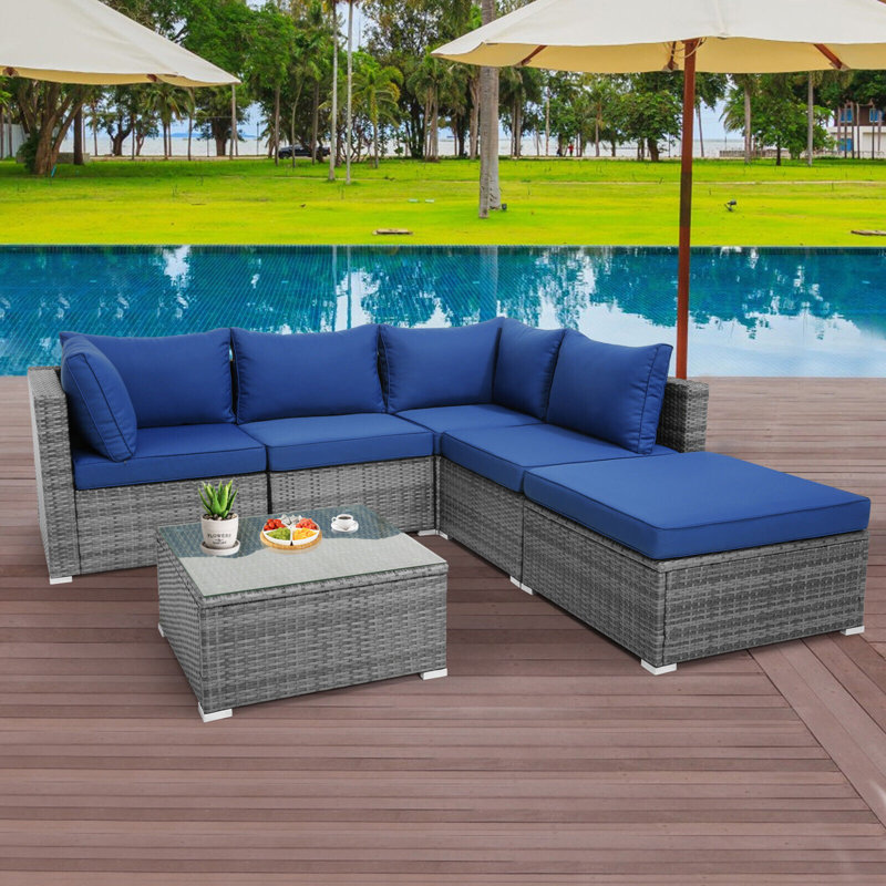 Ensemble de canapé modulaire en rotin 6 pièces Ebern Designs