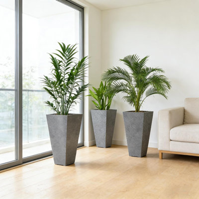 Set Of 3 Tall Planters,Plastic Flower Pots