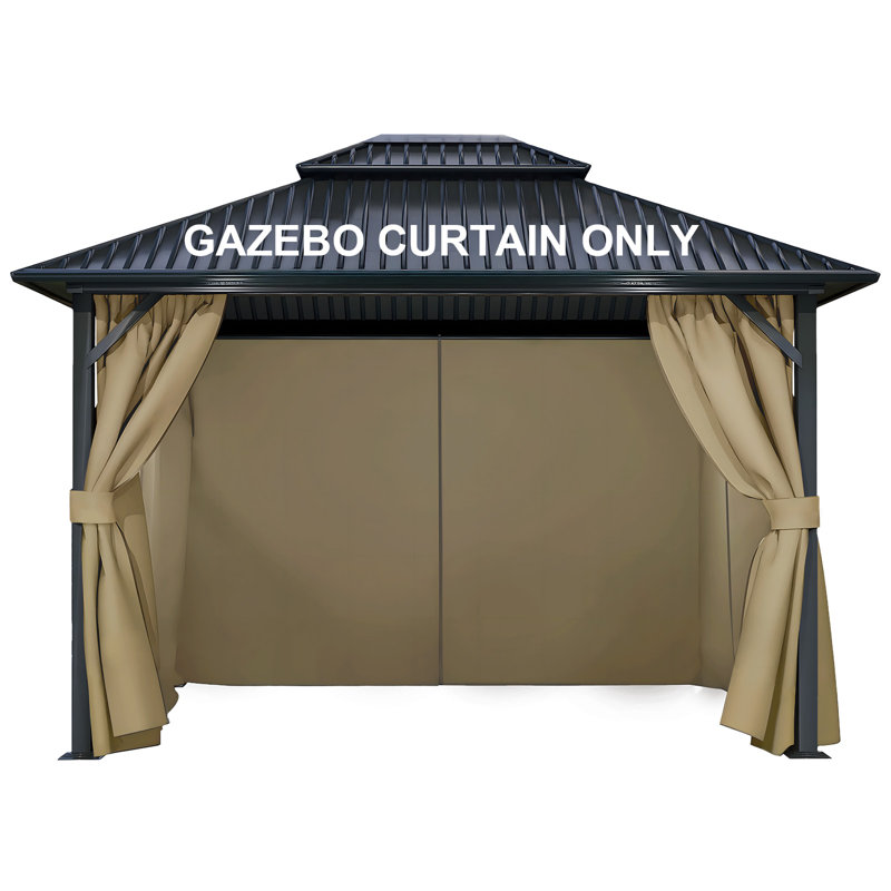4-Panel Outdoor Gazebo Curtains, 82.7" H x 120" W156" D, Khaki