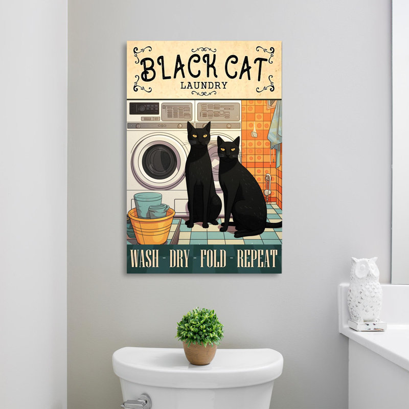 «Black Cat Laundry», impression sur toile tendue, H 36 po x l 24 po x P 1,25 po