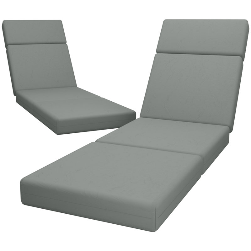Coussins de chaise longue d'extérieur 4 po (ensemble de 2), 44" W x 21" D, Blue/White Striped