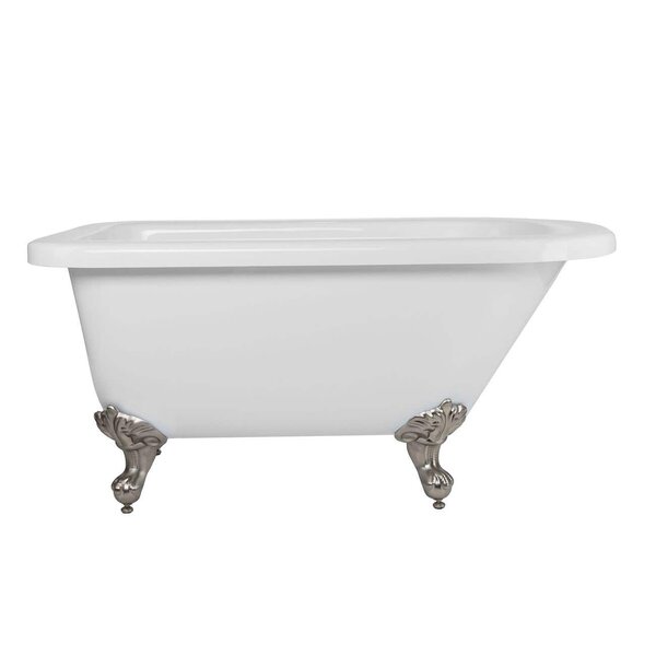 Heritage 54 Inch Cast Iron Clawfoot Tub and Shower Package - White / Chrome  Feet & Fixtures