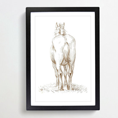 Rear of a Horse by Jean Bernard - Picture Frame Drawing Print