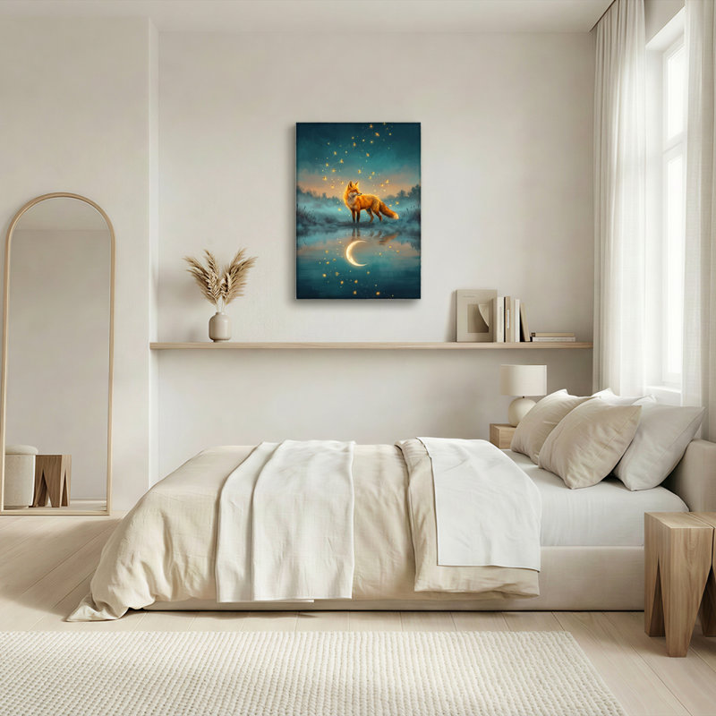 Fox Moon, reproduction d'art sur toile, ensemble de 1, 18"H x 12"W, Wrapped Canvas