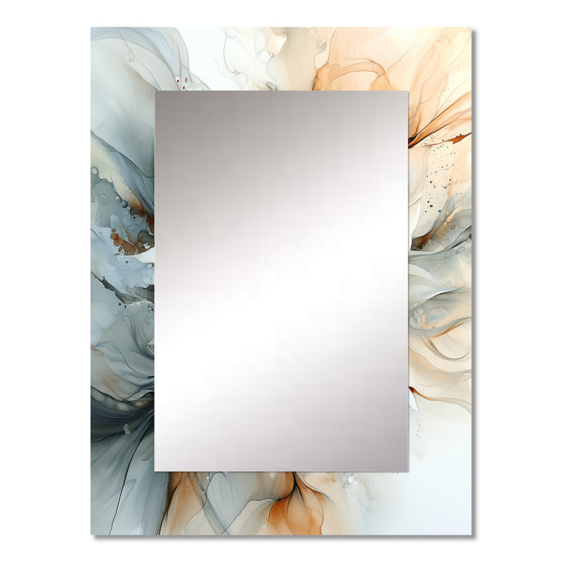 «Modern Twist Of Dahlia Flower III - Dahlia Miroir mural décoratif, miroir traditionnel, impression sur métal, 32 po x 24 po