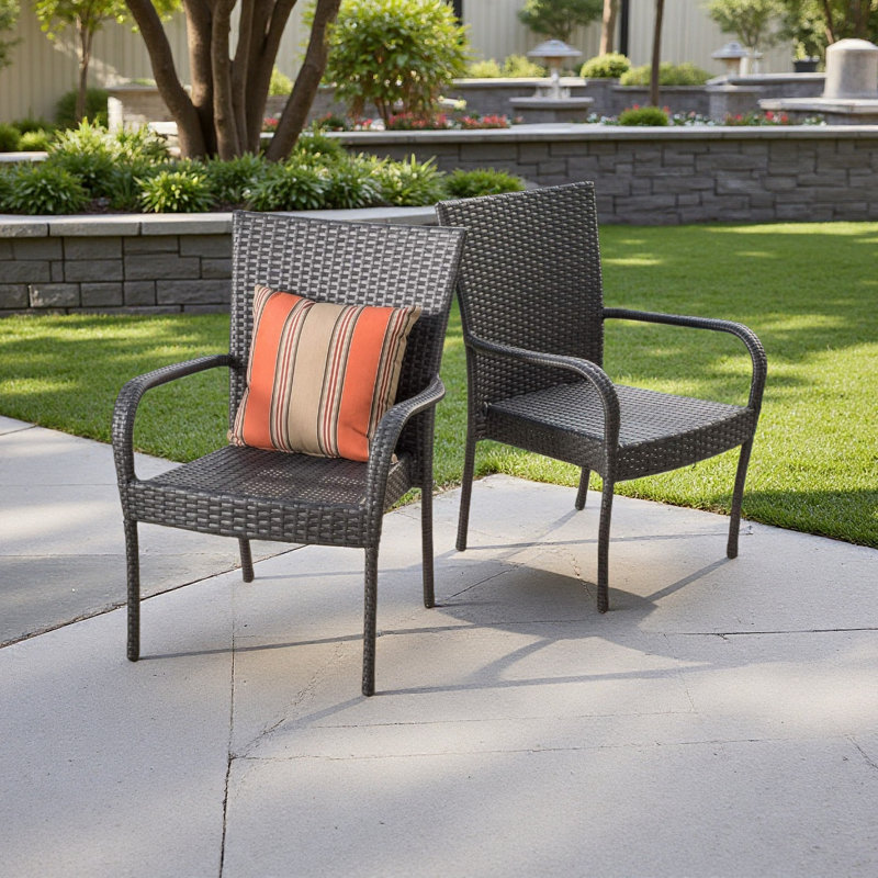 PE WICKER STACKING CHAIR 2Pcs