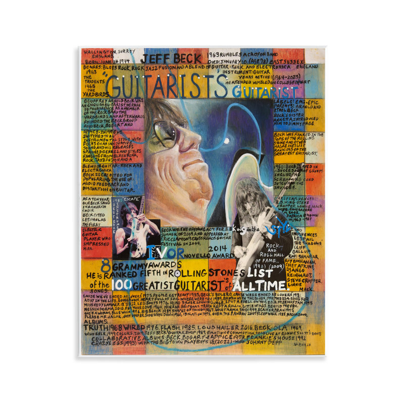 "Jeff Beck", collage sur bois par Sabin