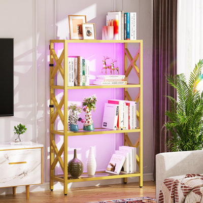 4 Tiers Glass Display Cabinet with LED Lights