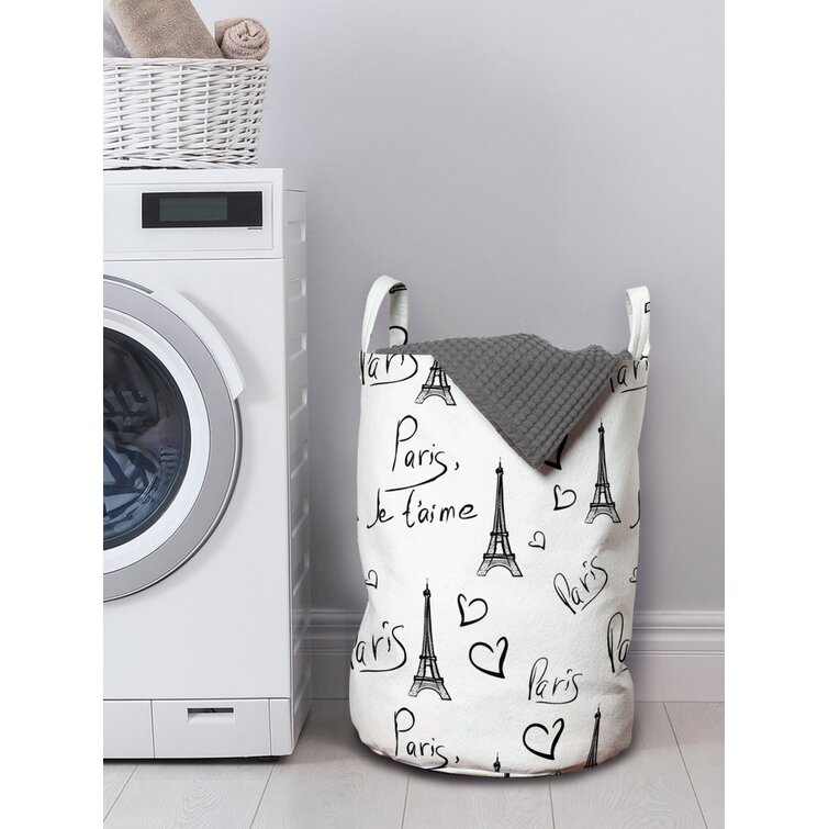 Drawstring Laundry or Storage Bag in White Color. Linen and Washable Paper Material