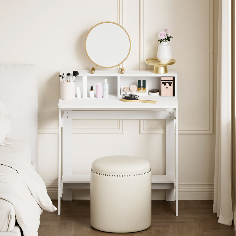 Bureau d'écriture pour bureau à la maison ou petit espace avec huche Simpliste, Blanc