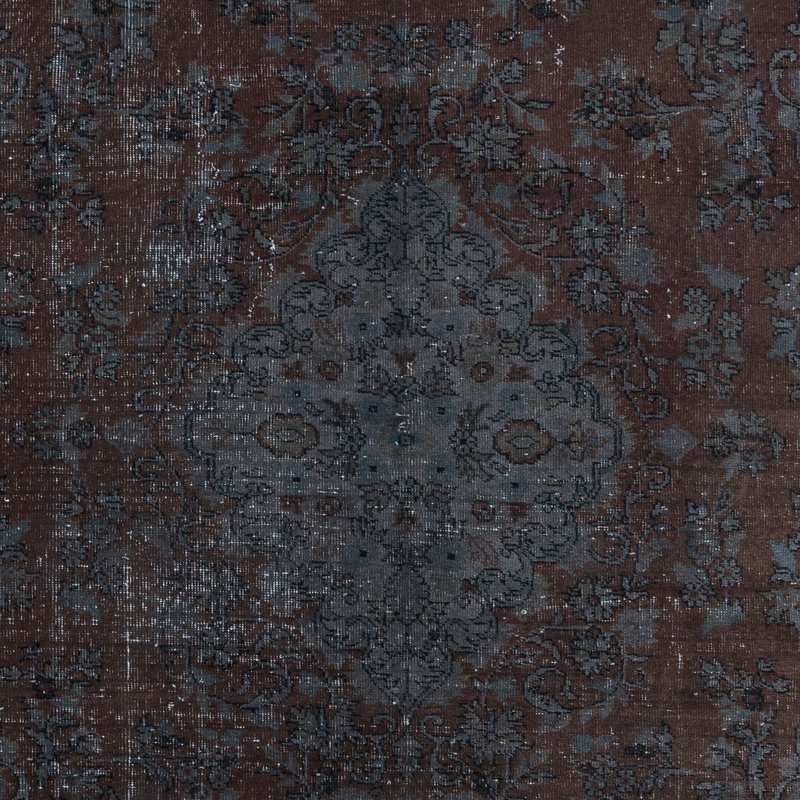 Tapis turc contemporain fait à la main 5 x 8,5 pi en gris et brun pour le salon et la chambre à coucher