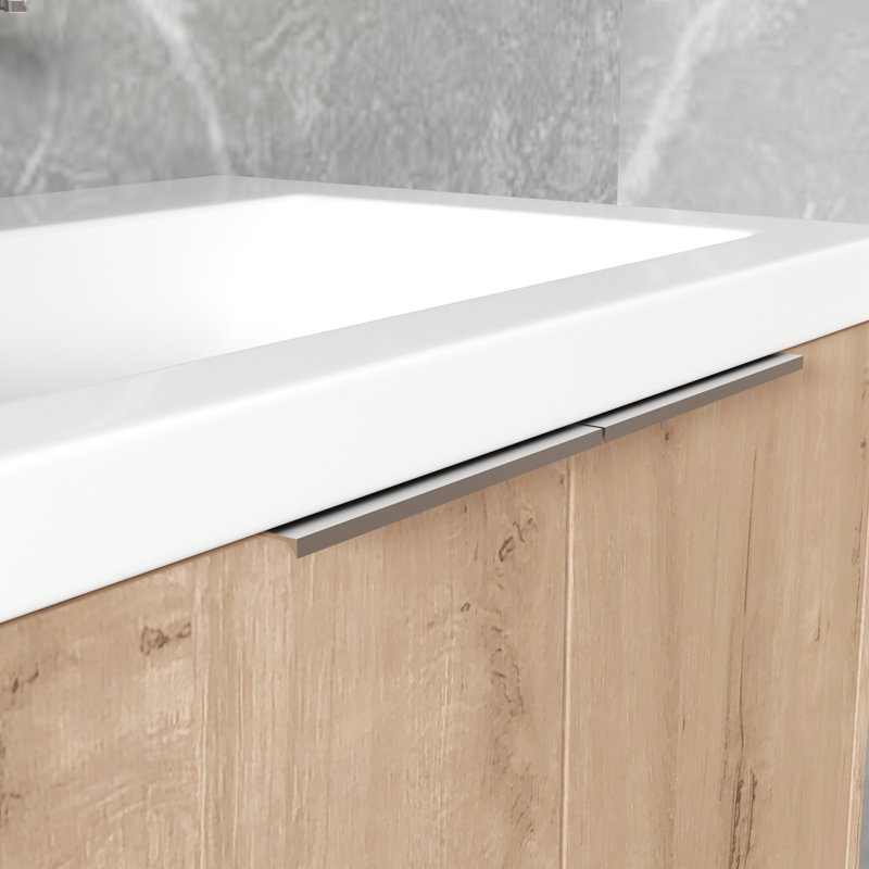 Meuble-lavabo de salle de bain - 60 po, lavabo et armoire d'appoint, poignées rouillées, vaste espace moderne avec armoire, design élégant