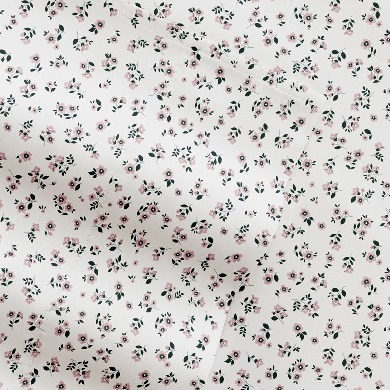 Full Size Pale Mauve Floral Microfiber Sheet Set