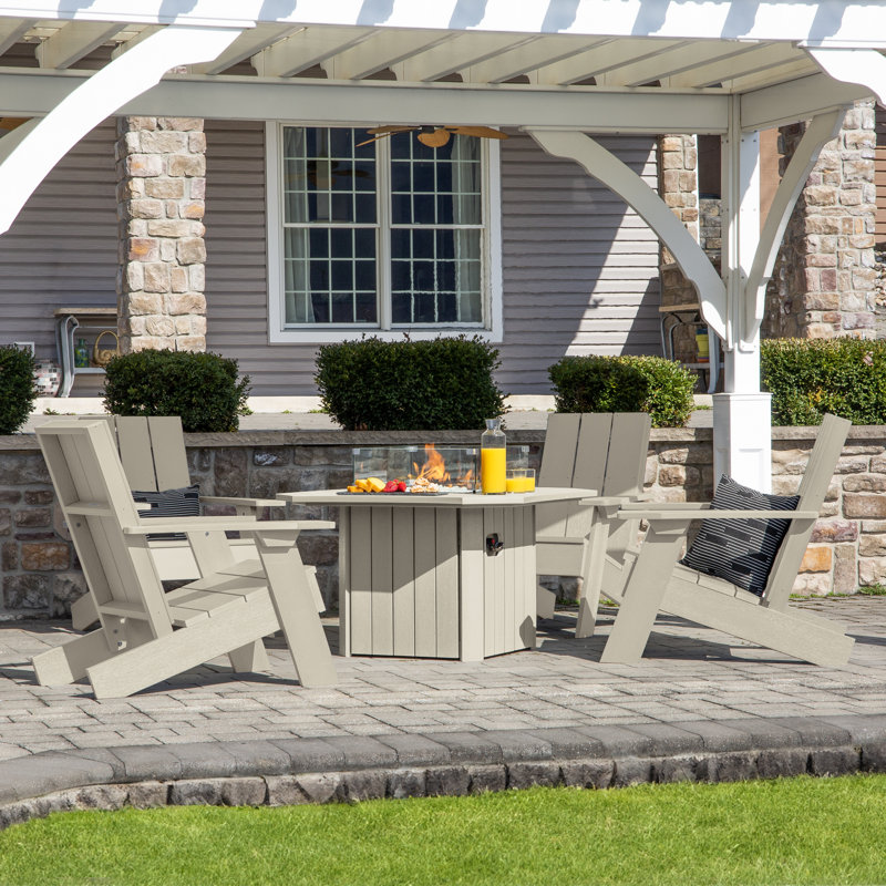 Kariselle Plastic Adirondack Chair with Table, Whitewash