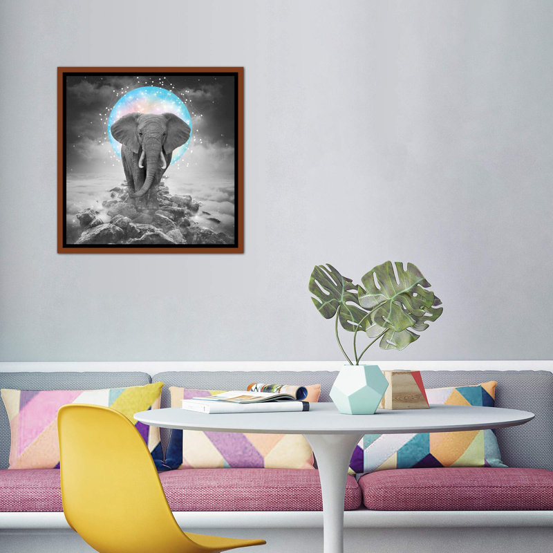 «Elephant - on Rocks Color Moon» par Soaring Anchor Designs - impression d'art textuel, H 37 po x l 37 po x P 1,5 po