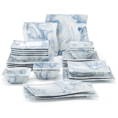 26 Piece Porcelain China Dinnerware Set - Service for 6