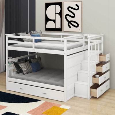 Full Over Full Bunk Bed With Trundle And Staircase