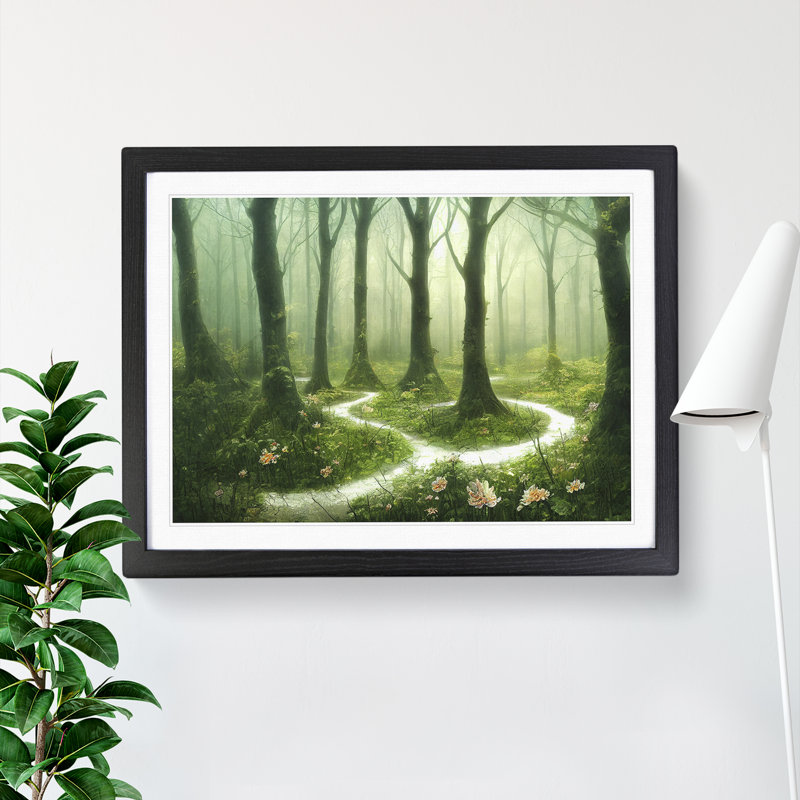 Fanciful Spring Forest - Framed Print, Black, 46cm H x 64cm W x 2cm D