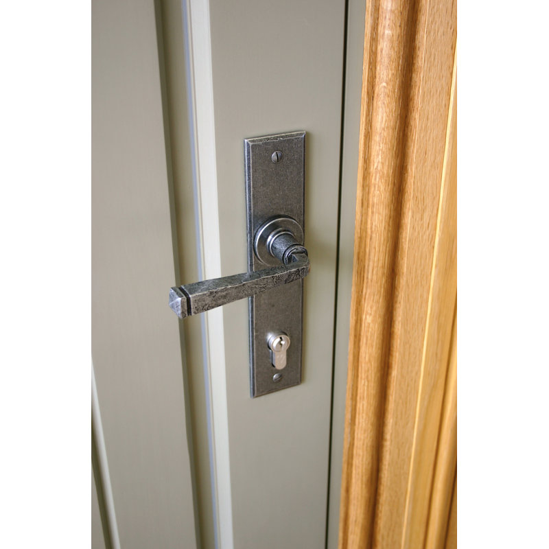 Avon Lock Door Handle, Pewter Patina