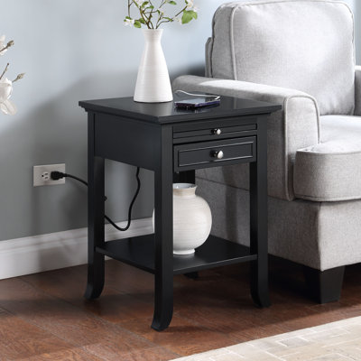 Carbin 24.25" Tall 1 Drawer End Table with Built-in Outlets and Pull-Out Shelf by Red Barrel Studio