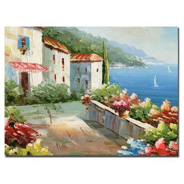 Landscape Painting, Mediterranean Sea Painting, Canvas Painting