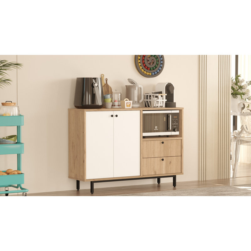 Armoire polyvalente Colesen, Blanc / beige, H 33,46 po x l 47,24 po x P 13,98 po