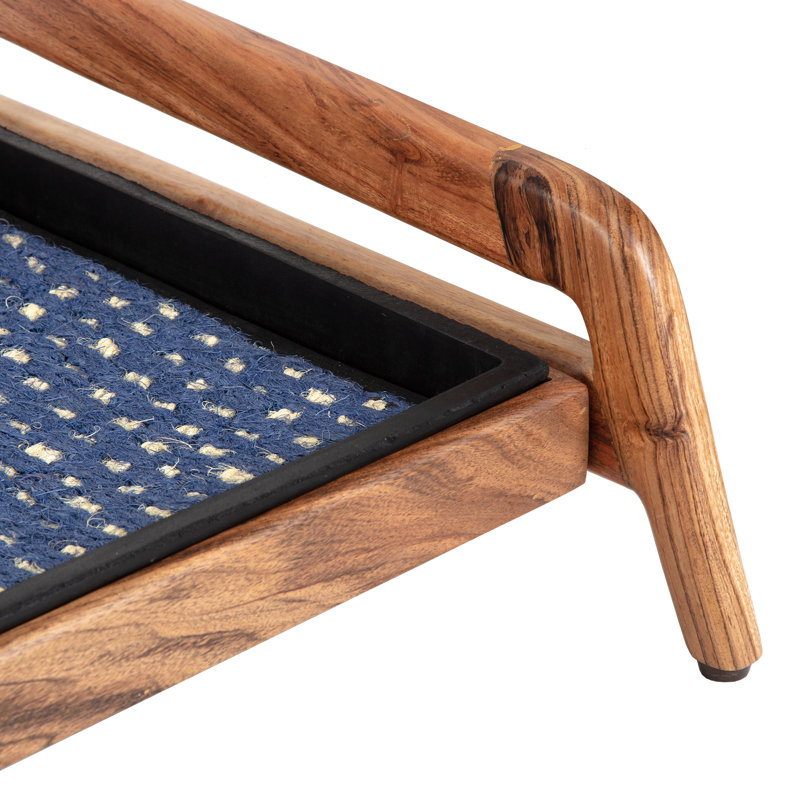 Premium Solid Wood Boot Tray Stand with Natural Coir Mat - Entryway & Mudroom Shoe Organizer, 18.5" W x 26.5" L, Natural