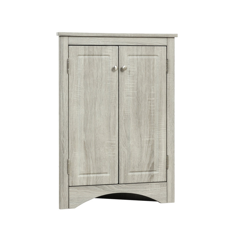 Triangle Bathroom Storage Sideboard with Adjustable Shelves, Gray