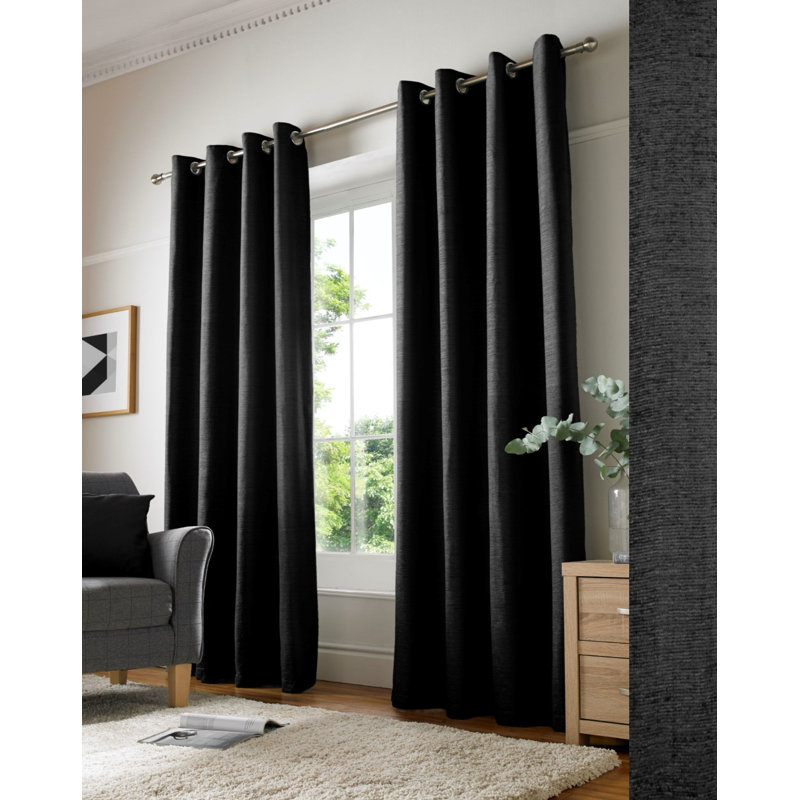 Bergman Sheer Curtain, Black, 167 W x 137 D cm