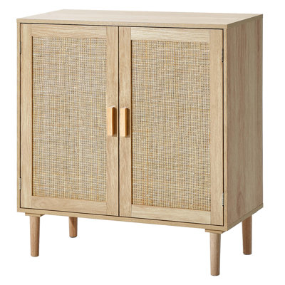 Rattan Cabinet, Rattan Storage Cabinet 31.5Inch With 2 Magnetic Doors And Adjustable Shelves, Sideboard Buffet Cabinet For Hallway, Entryway, Living Room, Or Kitchen