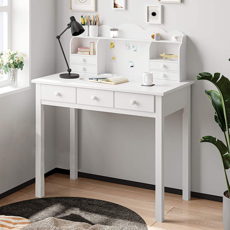 Akiyoshi Computer Desk with Power Outlet, White