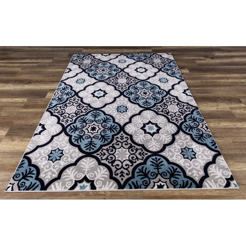 Tapis bleu / gris Javier, Rectangle 2 pi 2 po x 3 pi