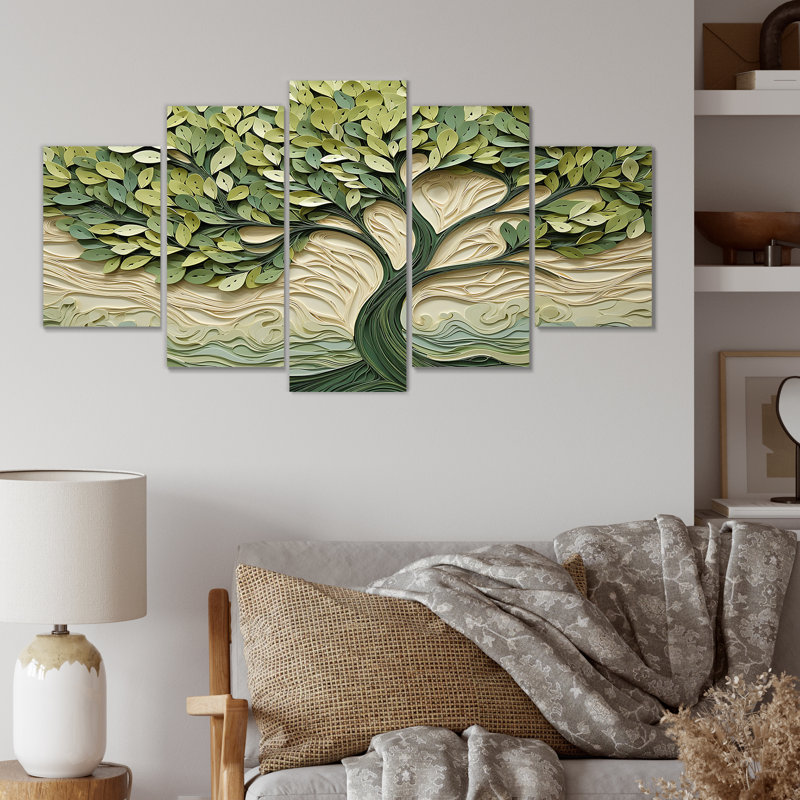 «Tree American Basswood Collage III», art mural multi-panneaux