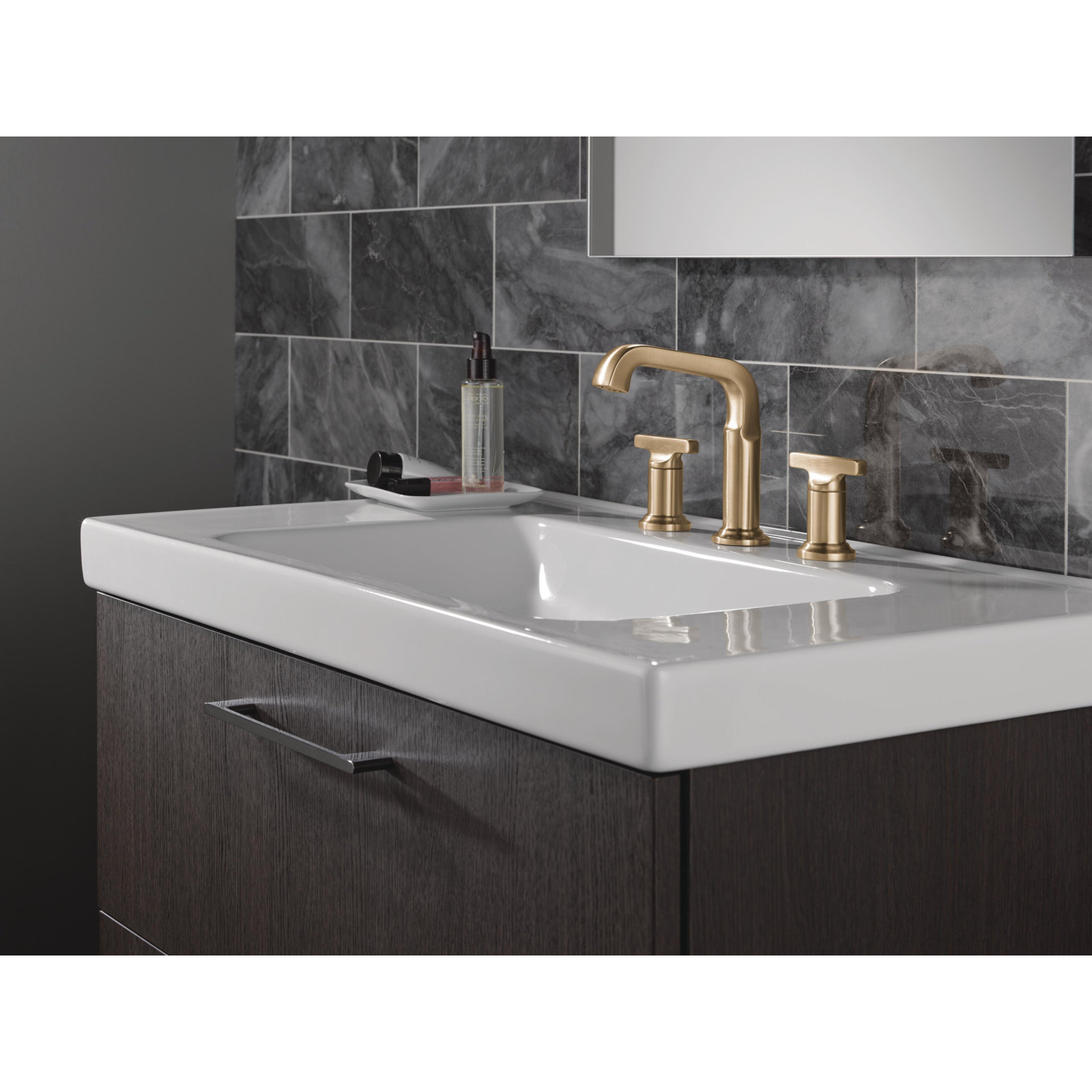 Tetra Double-Handle Widespread Bathroom Faucet, Lumicoat Bronze