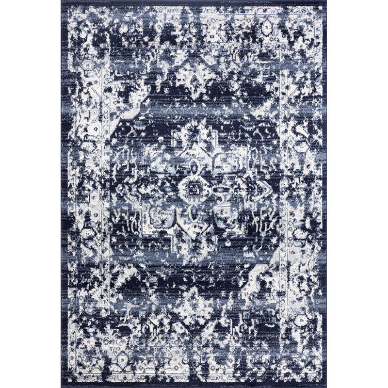 Tapis bleu marine / rouge Slaboden, Rectangle 3 pi x 4 pi