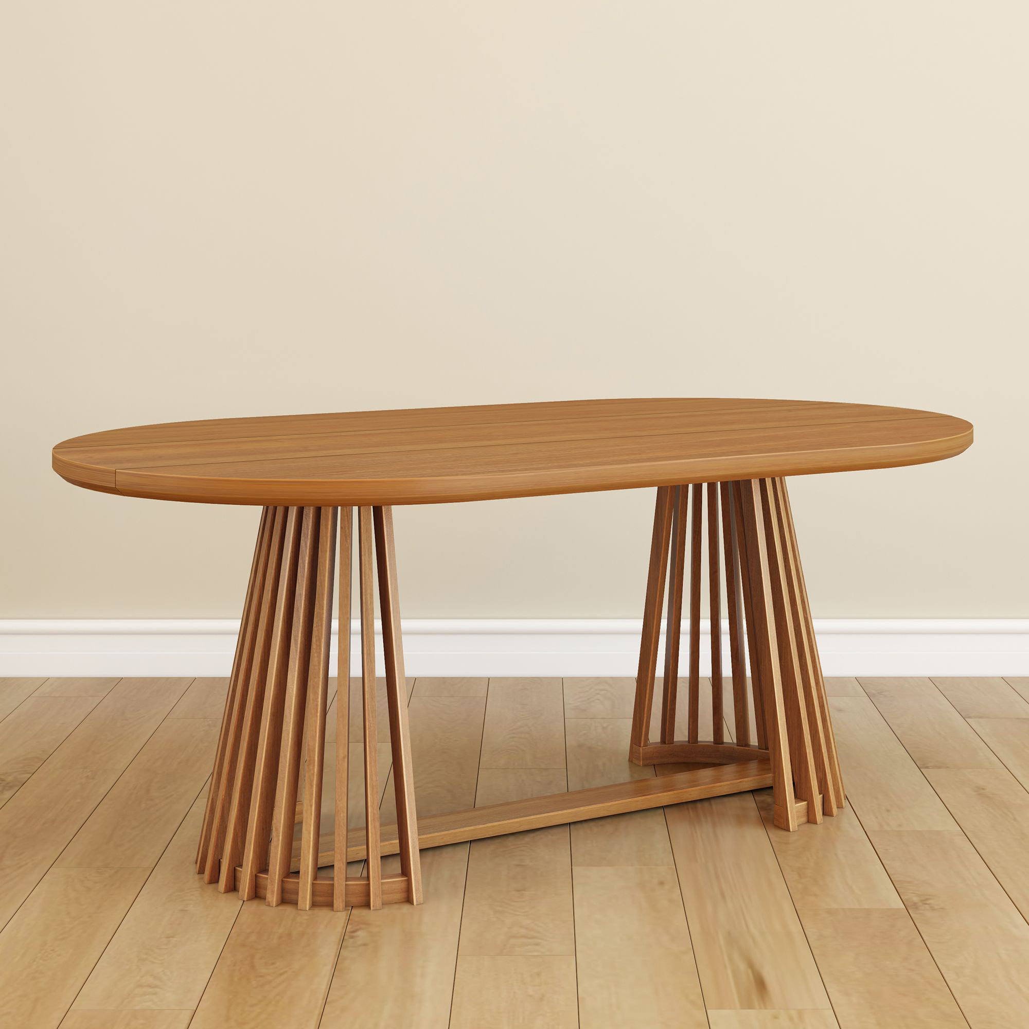 Ebern Designs Lido Modern Oval 72" Dining Table with Slatted Base ...