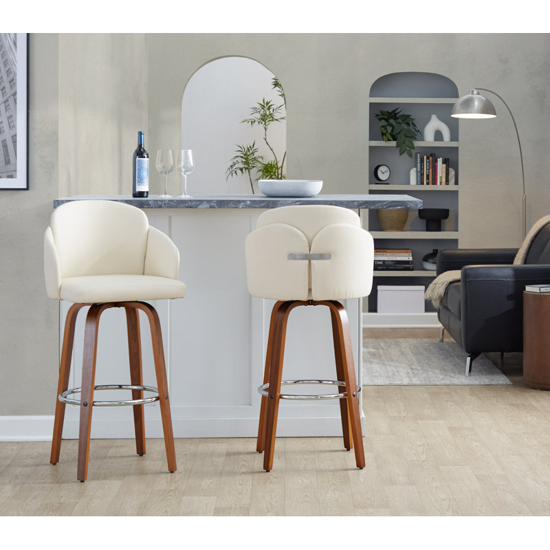 Dahlia Fixed-Height Stool - Set Of 2, Bar Stool (29.5” Seat Height)