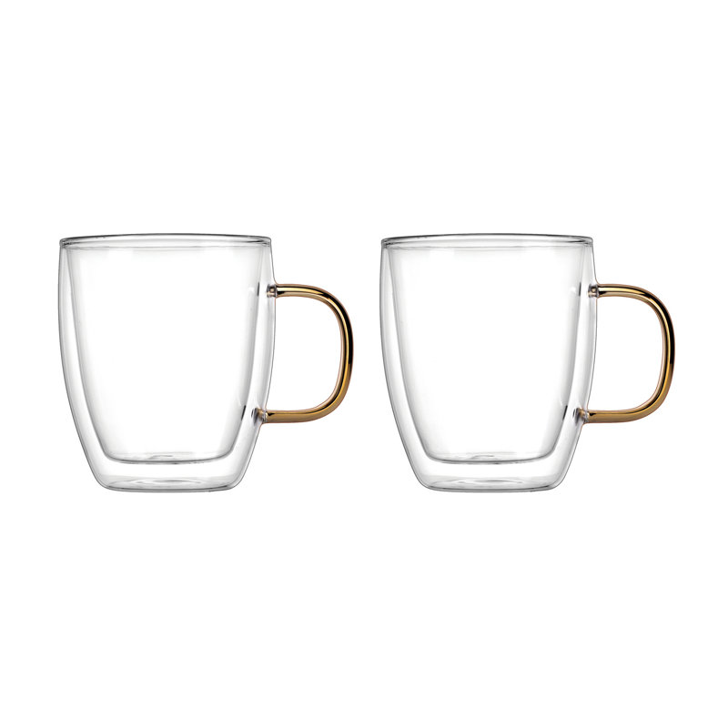 Godinger Silver Art Co Double Wall Gold Handle Coffee Mug Set | Wayfair