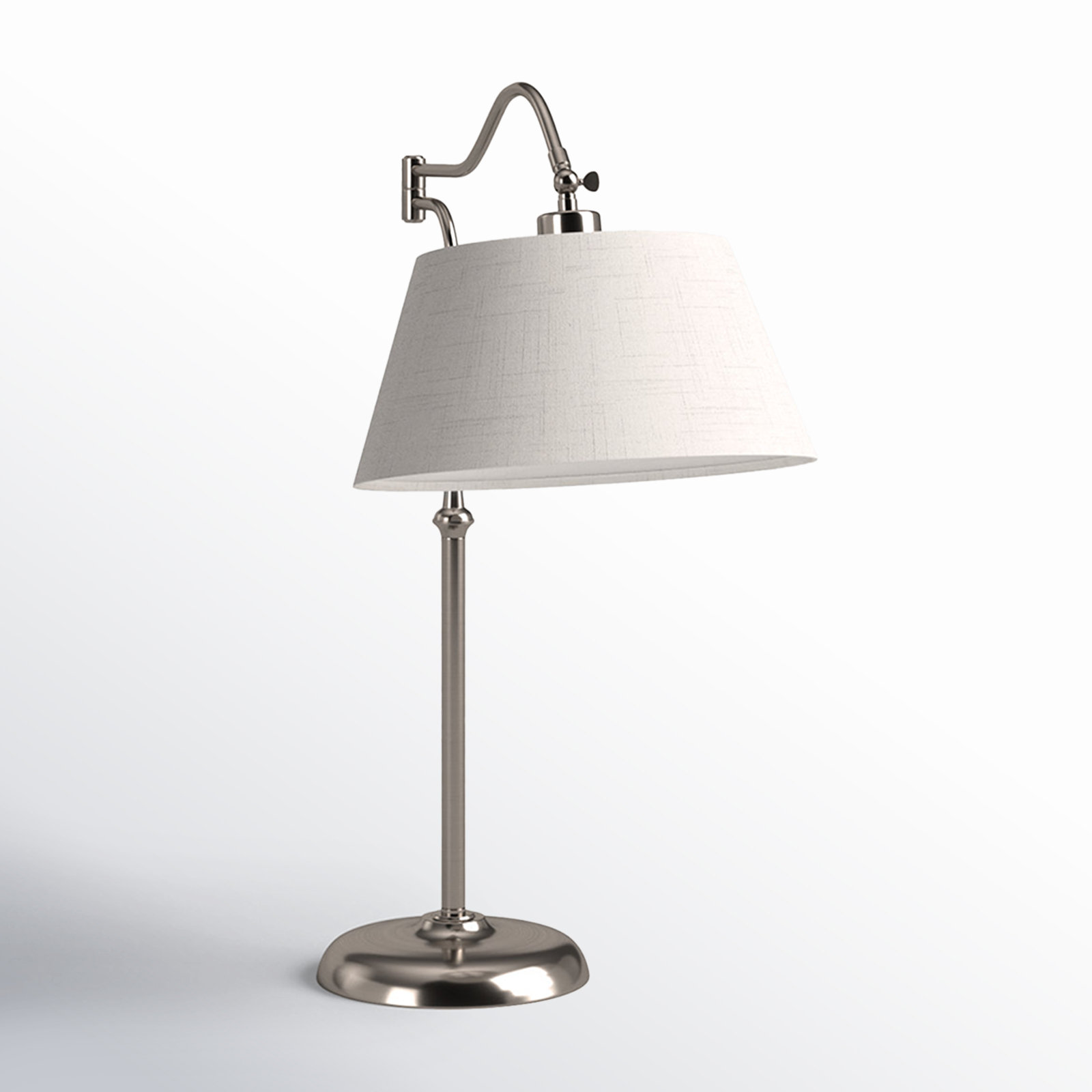 Theodora Adjustable Metal Arched Lamp, Antique Pewter, White, 26.25" H x 12.5" W x 23" D