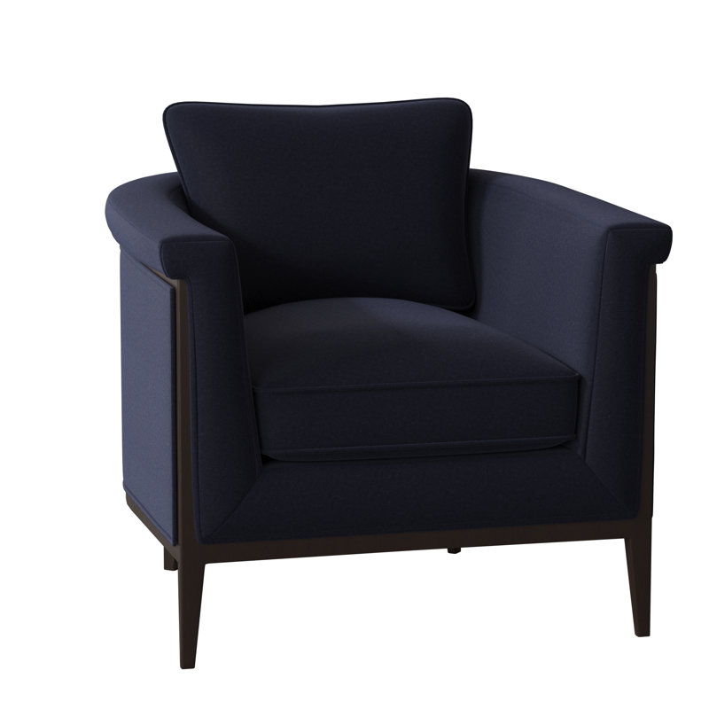 Chalice Upholstered Barrel Chair, Margaret Uniform, American Walnut