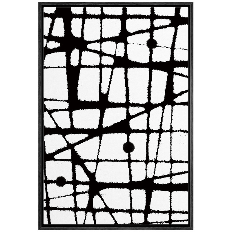 "Signe", reproduction d'art sur toile encadrée, lignes croisées foncées, formes géométriques, illustrations, art moderne, industriel, énervé, multicolore pour le salon, la chambre à coucher, le bureau