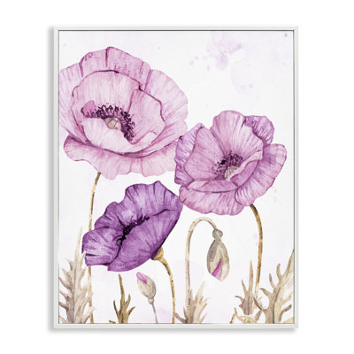 Bright Purple Poppies Framed Giclee, design by Kim Allen