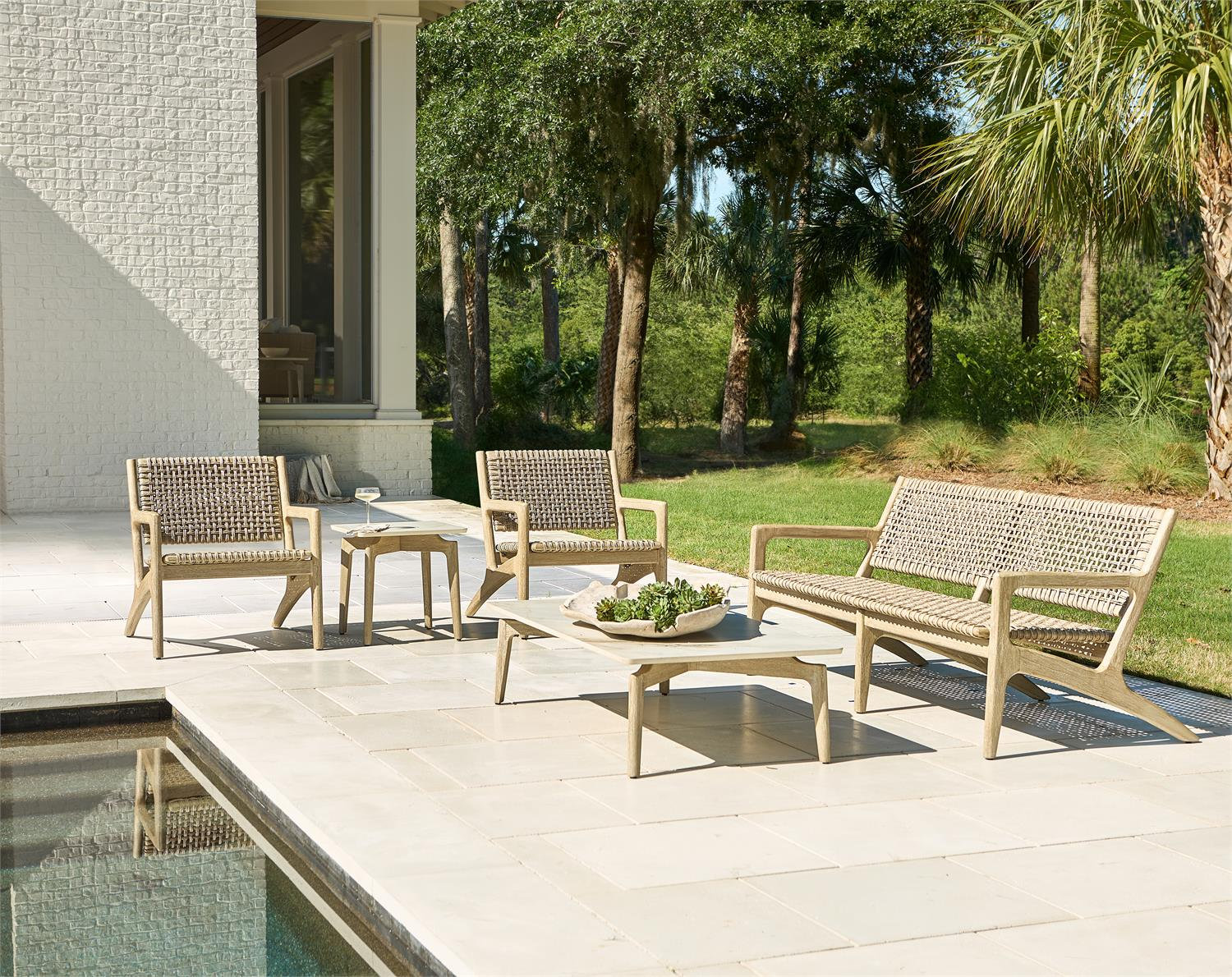 Swanson 70'' Wide Straight Teak Patio Sofa