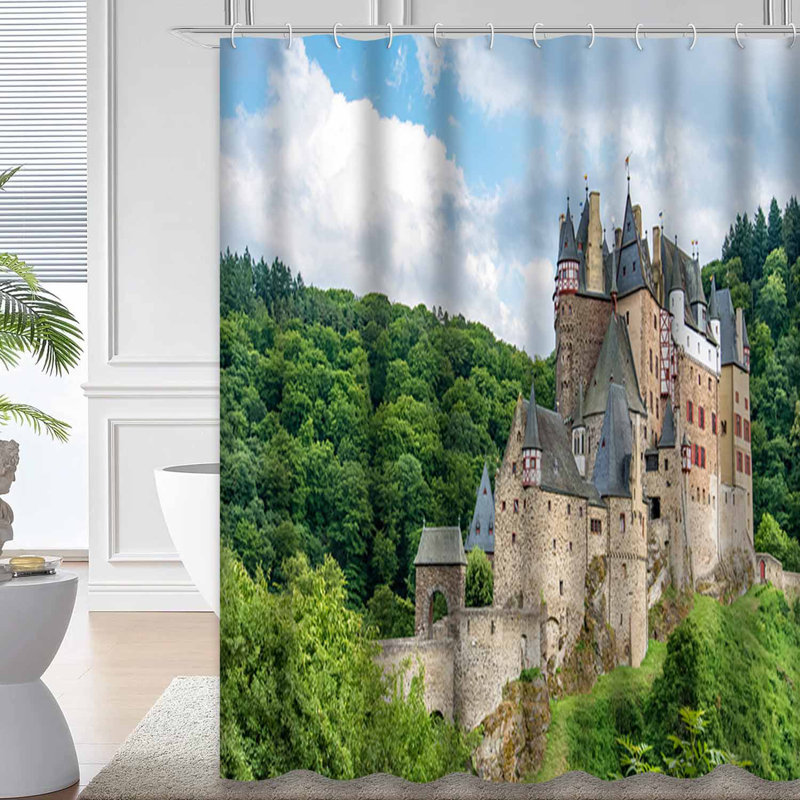 Rideau de douche avec 12 crochets Castle, L 72 po x l 84 po