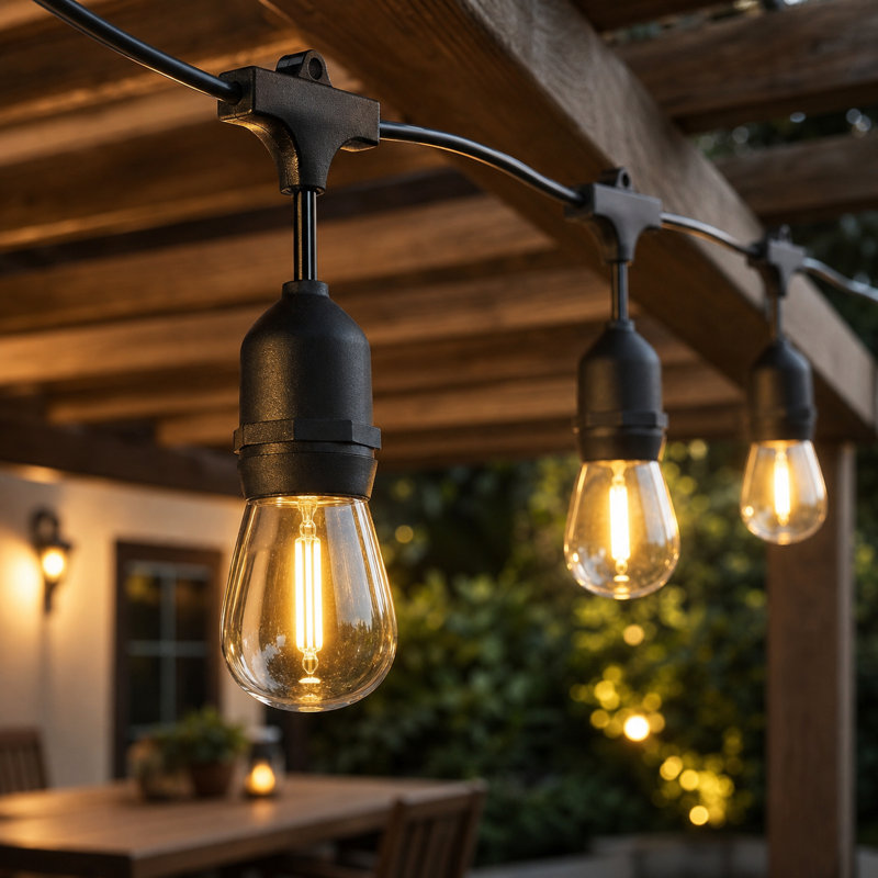Guirlande de 48 lumières à énergie solaire standard de 48 pi à 15 ampoules à énergie solaire, incassable, crépuscule à l'aube